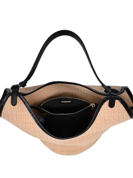 Ambrose Women's Woven Straw Tote Bag with Black Trim - Picture 4 of 4